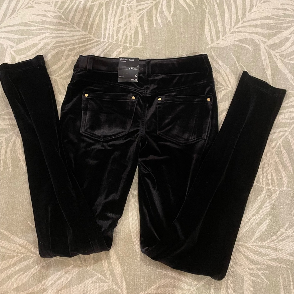 INC Skinny leg velvet black sequin  pants